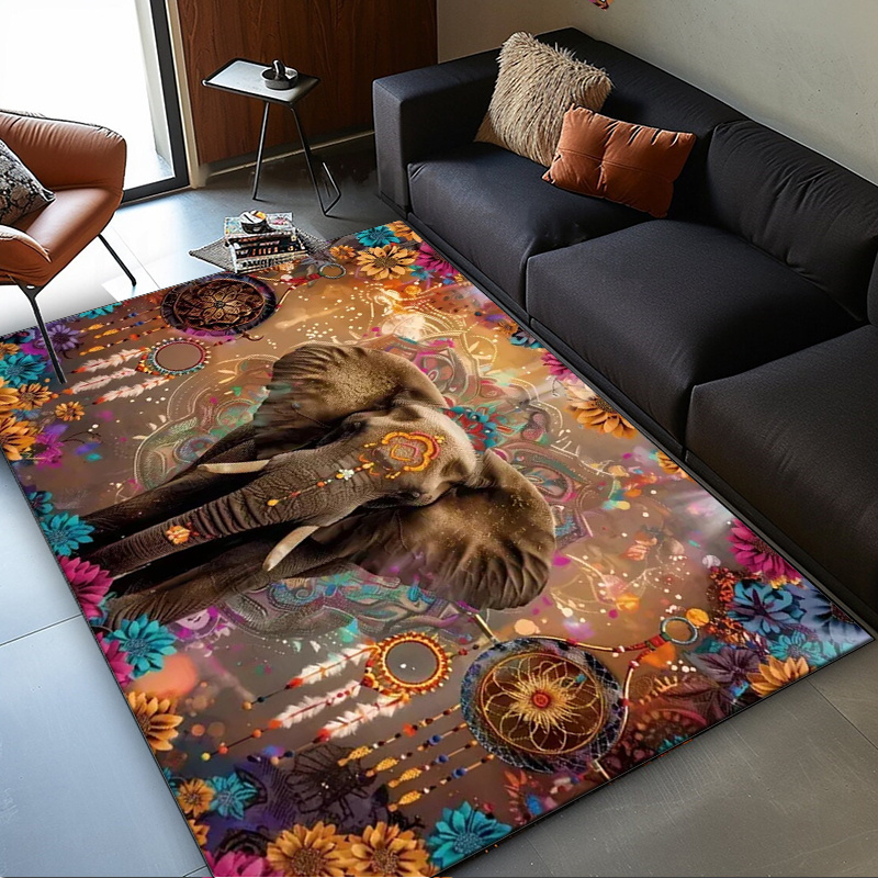 Home Textiles Rug - Alfombra con mandala de elefante: estampado