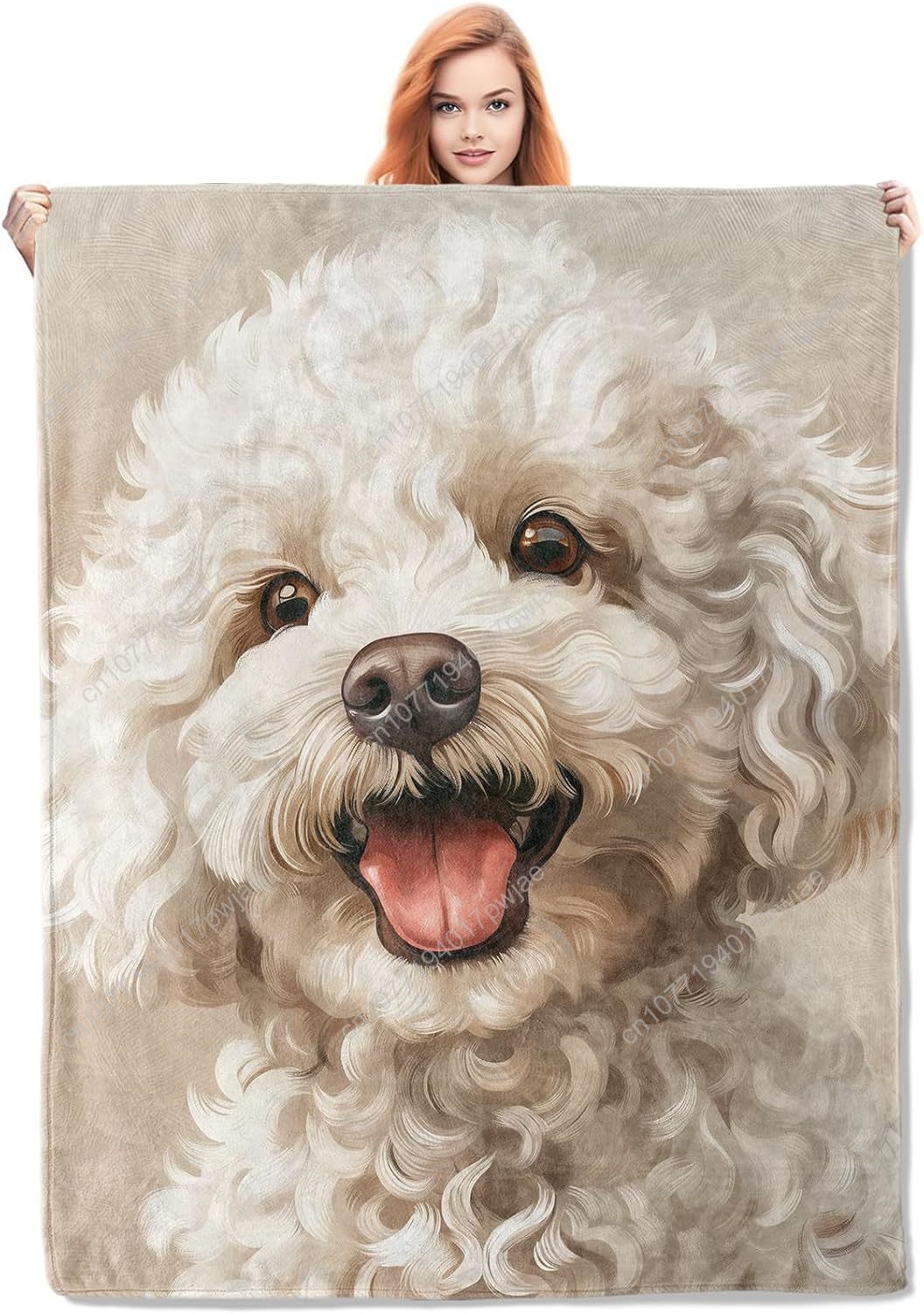 Manta con retrato de caniche a - Home Textiles & Furnishings reseña y precio
